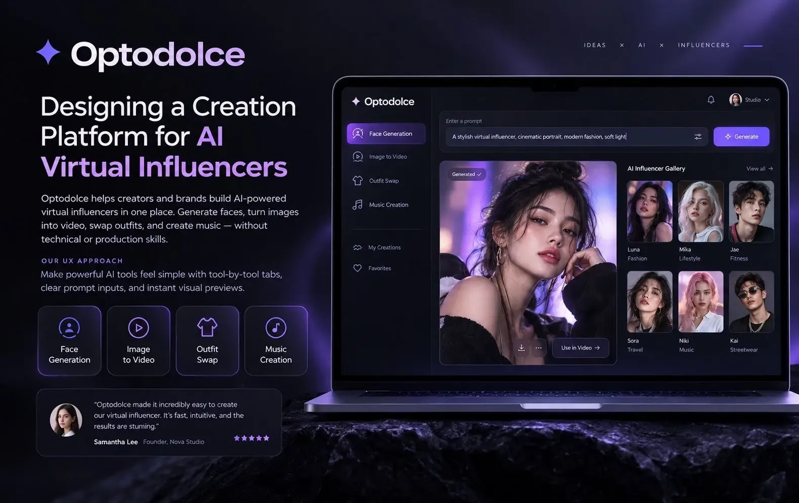 Optodolce – Designing a Creation Platform for AI Virtual Influencers